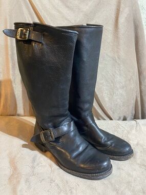 Frye Women's Veronica Slouch Boots in black tumbled full-grain leather